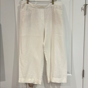 J Jill White Linen Wide Leg Pants